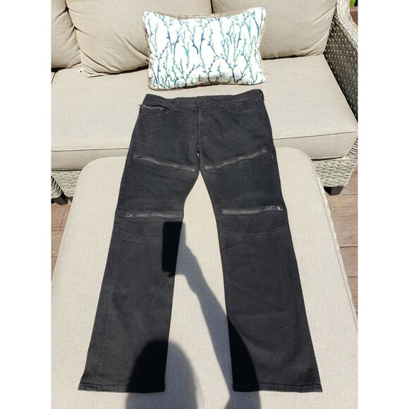 TRUE RELIGION MOTO BLACK MENS JEAN SIZE 38 Zipper Accents - Picture 1 of 11